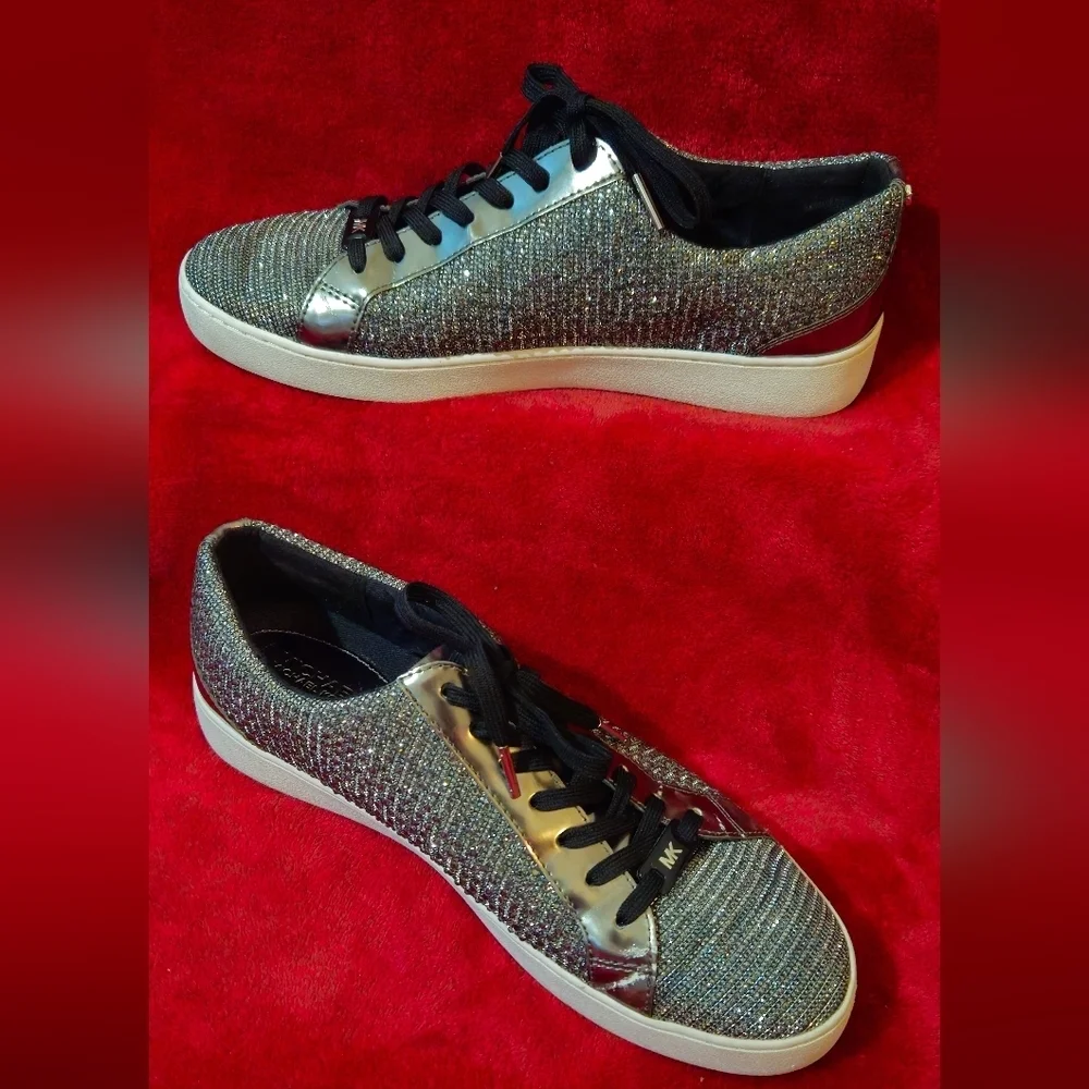 Michael Kors Silver Sparkly Women's Sneakers - Size 10